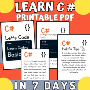 Learn C sharp in 7 Days The Complete Guide with Exercises and Examples